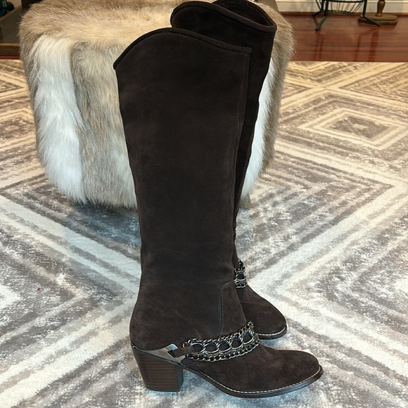 B. MAKOWSKY BOOTS knee high slouch brown boho size 8.5 leather suede - Picture 4 of 9